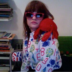 Vintage Weird Lemon Shells Crabs Math  Women's Button Down Shirt